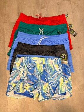 Pack of Women's Swim & Active Shorts - Multicolor Marble + Solid Colors